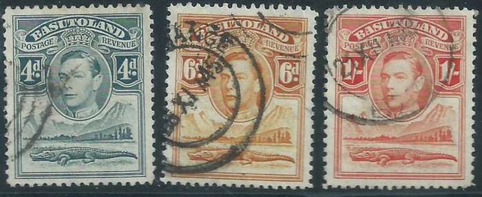 Basutoland, GVIR, 1938, 4d, 6d, 1/, , used