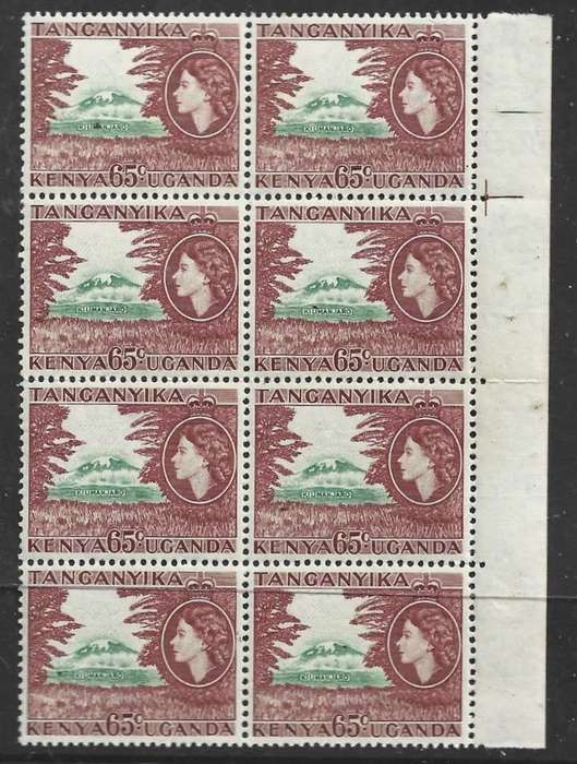 Kenya Uganda Tanganyika, EIIR, 1955, 65 cents, block of 8 MNH **