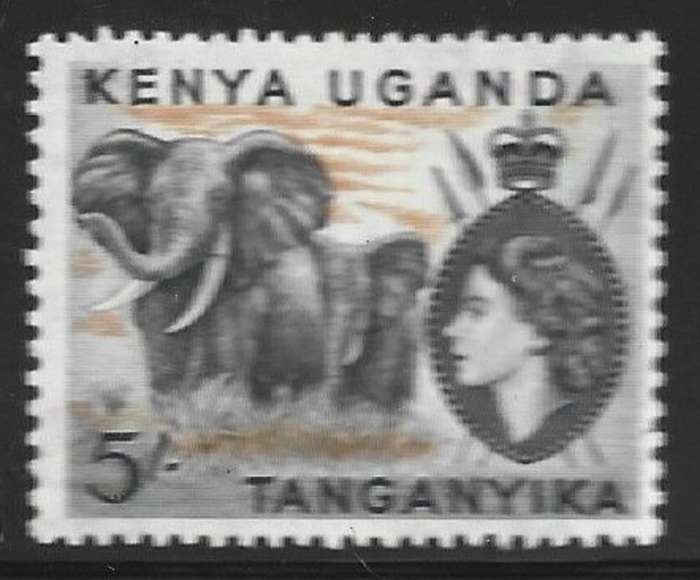 Kenya Uganda Tanganyika, EIIR, 1954 5/, elephants, MNH **