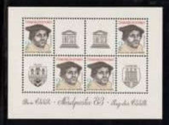 Czechoslovakia, , 1985, UNESCO, Martin Luther, 2Kcs, miniature sheet, MNH **