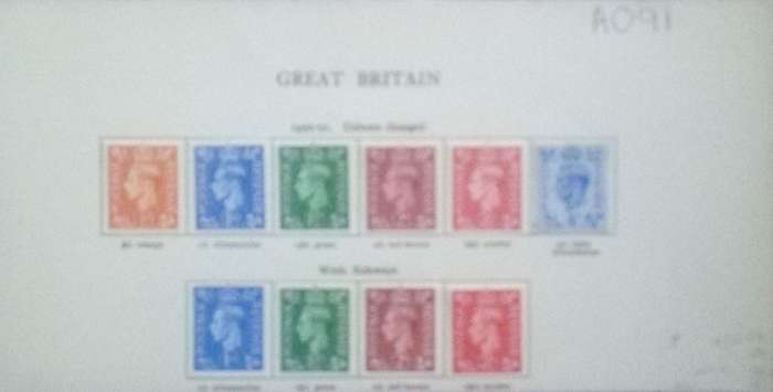 Great Britain, GVIR, 1950/1, colour changes + watermark sideways MH*ideways