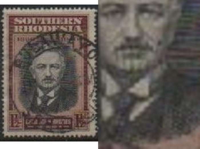 Southern Rhodesia, 1940, 1 1/2d, re-cut collar variety, used, BULAWAYO c.d.s.