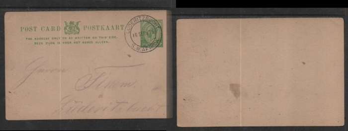 South West Africa, 1/2d postal card used in SWA, LUDERITZBUCHT S.W.AFRICA 16 SP 15