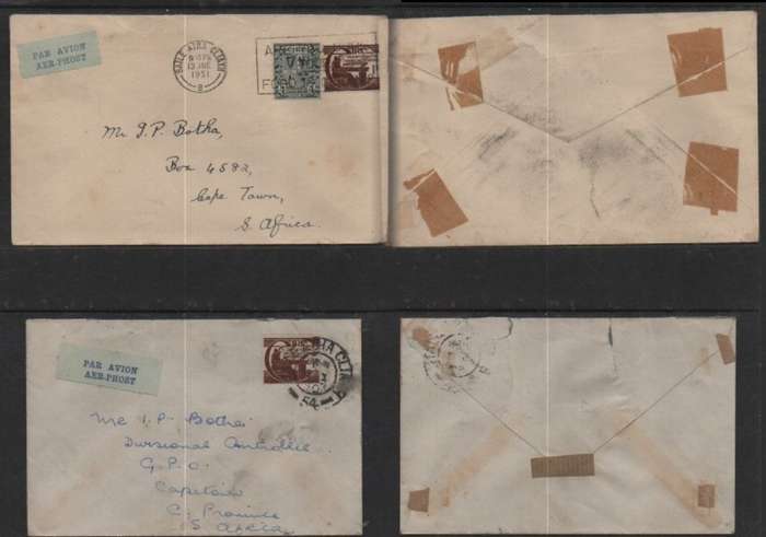 Ireland, covers> S.Africa, 1s4d, 1/, BAILE ATHA CLAITH 13 JN 51 51 c.d.s. + slogan, 3.I .50 cds