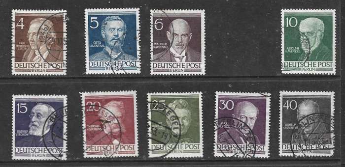 Germany Berlin 1952, set excluding 8pf, used