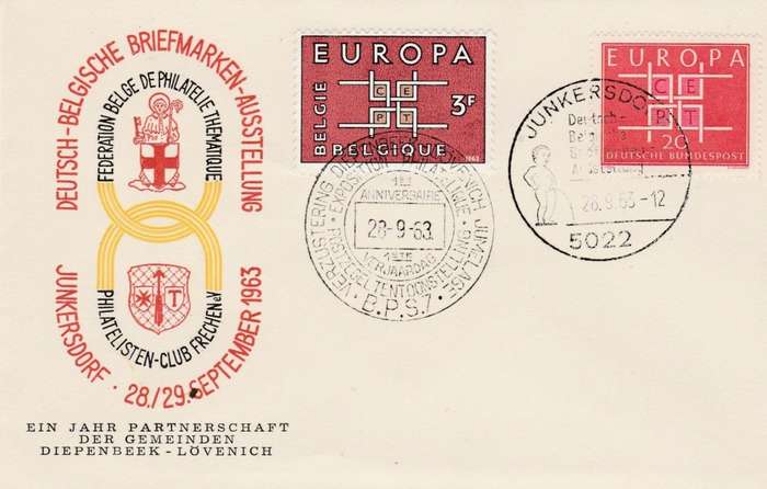 Belgium,Germany, Philatelic Federations 28.9.63, Europa.,