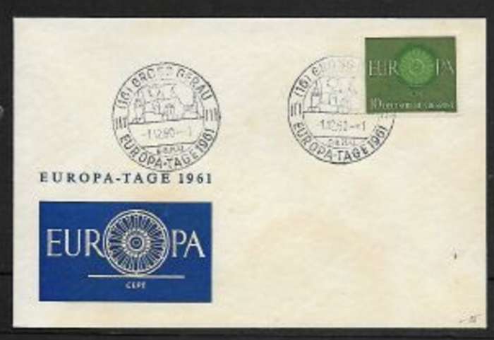 Germany EUROPA 1961, 10pf on FDC, GROSSGERAU EUROPA TAG 1.12.60 special c.d.s unaddressed