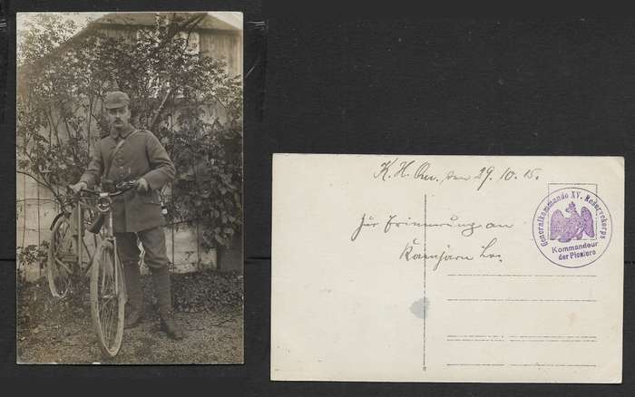 Germany, Generalkommando XV, Reservekorps / Kommandeur der Pioniere, uniformed soldier + bicycle, ph
