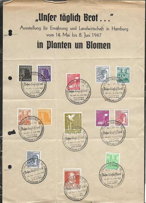 Germany, 1948, souvenir sheet,13 stamps, HAMBURG PLANTEN UN BLOMEN 14 MAI - 8 JUNI 1947, c.d.s
