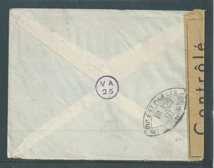 Tunis, cover,4F75, BIZERTE 17 IX 41 > Switzerland, CONTROLE label + censor VA 329 III cachet
