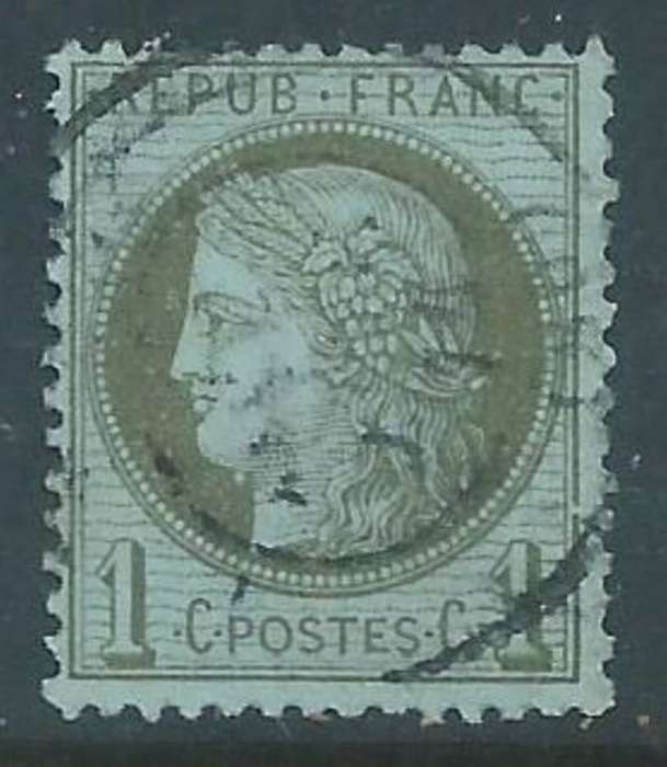 France, Ceres, 1872, 1 cent, olive-green on bluish, c.d.s. used