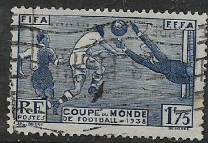 France, 1938, F.I.F.A World Cup, 1F75, blue, used