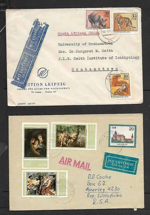 DDR, 2 covers, 1975 (65pf), 1985 (95pf) > S.Africa