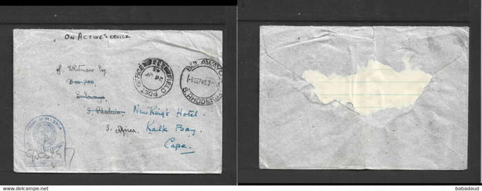 RHODESIAN AFRICAN RIFLES, FIELD POST OFFICE 235 26 JY 43, H.M. SHIP PASSED BY CENSOR > BULAWAYO (red