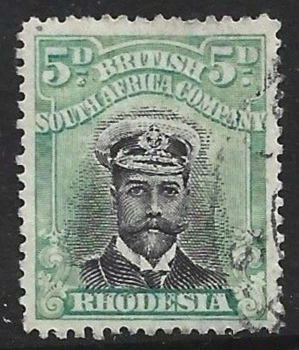 Rhodesia / B.S.A.Co. 1913 Admiral, 5d black & green, Die II, perf 14, fine used