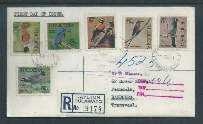 Rhodesia, Birds, First Day Cover, RAYLTON 1 JUN 71, c.d.s., Registered > RANDBURG