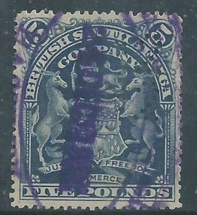Southern Rhodesia / B.S.A.Co, VRI, 1898, Arms, 1898 £5, fiscally used