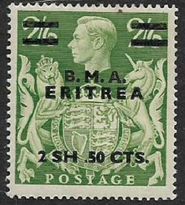 British Occupation of Italian Colonies, 1948, 2sh 50cts, misplaced stop, MH *