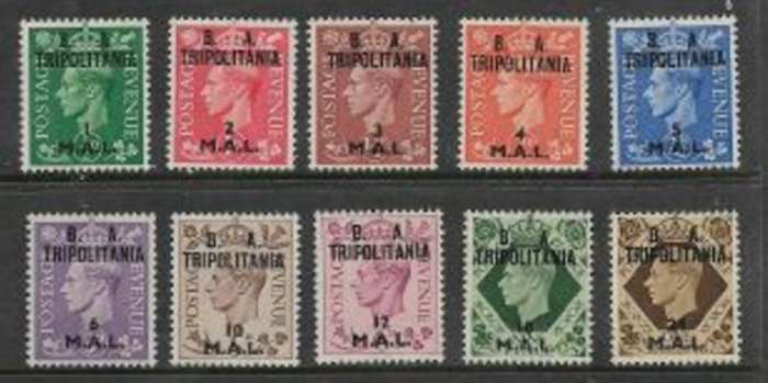 British Occupation of Italian Colonies, 1950, B. A. TRIPOLITANIA, 1 M.A.L. - 24 M.A.L. surch on GB,