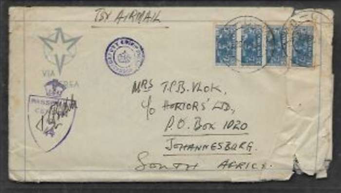 S.Africa, SAAF in Rome, Italy, 1/, unit of 3d bantams + single, APO 27, 12 SEP 44 > S.A.
