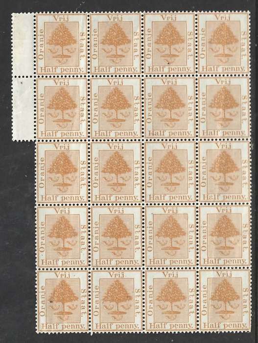 Orange Free State,1897, 1/2d orange, block of 20, MNH **