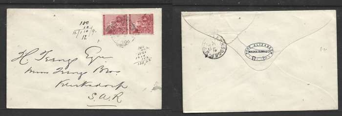 CoGH, 2d cover from MACKIE DUNN & Co PORT ELIZABETH OC 9 90 > KLERKSDORP Z.A.R. OC 12 90
