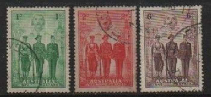 Australia, GVIR, 1940 Imperial Forces 1d, 2d, 6d, c.d.s used