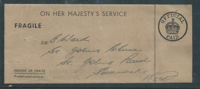 Great Britain GVIR, Ministry of Health, Pathological Laboratory of Maidstone, Kent, > Sevenoaks,