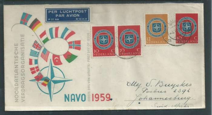 Netherlands NAVO 1959, with extra franking to S.Africa,