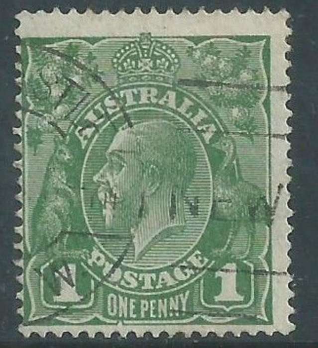 Australia, GVR, Heads, 1924, 1d sage-green, secret mark, used