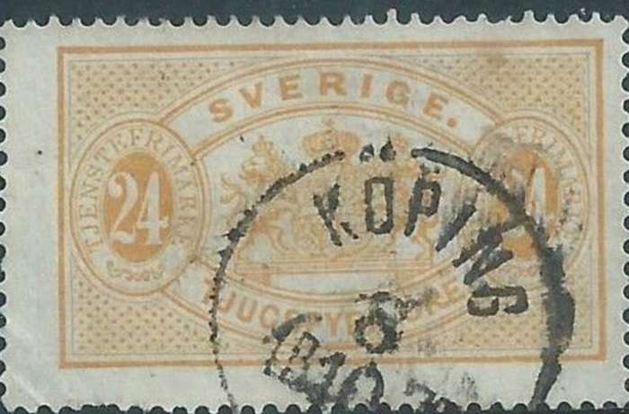 Sweden, Official, 1874, 24 ore, orange, perforated 14, used