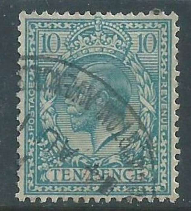 Great Britain, GVR, 1913, 10d turquoise-blue, used