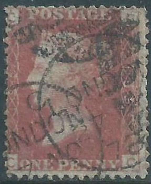 Great Britain, VRI,  1858 - 1879,  1d, red, plate 195, used, S G #.. 43 or 44 (shade),
