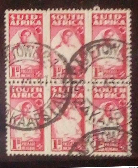 S. Africa, 1943, 1d, block, 2x units of 3, used