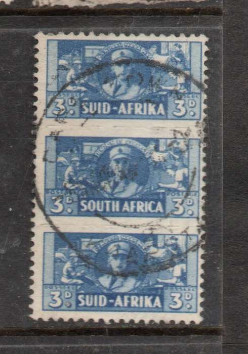 South Africa 1942, 3d, vertical triple unit, used