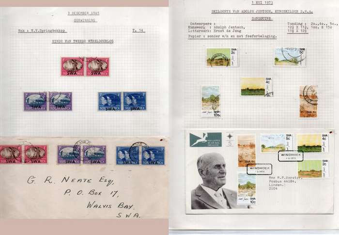 South West Africa 1937 Coronation set used, 1945 Victory FDC, 1973Adolf jenseh FDC, 1973 succulents
