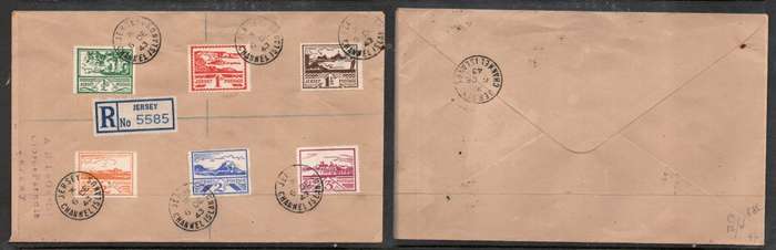Jersay, German Occupation, 1943 set of 6 on cover local registered JERSEY CHANNEL ISLANDS 6 DE 43