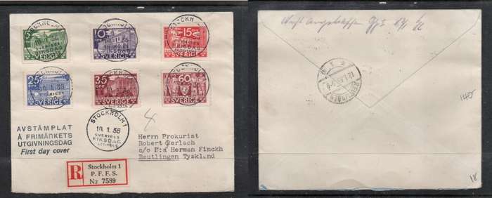 Sweden, 500th Anniversary of Parliament, 1st Day Cover, registered > Germany