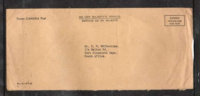 Canada, Official, EIIR, Post Office > S.Africa, no postmarks.