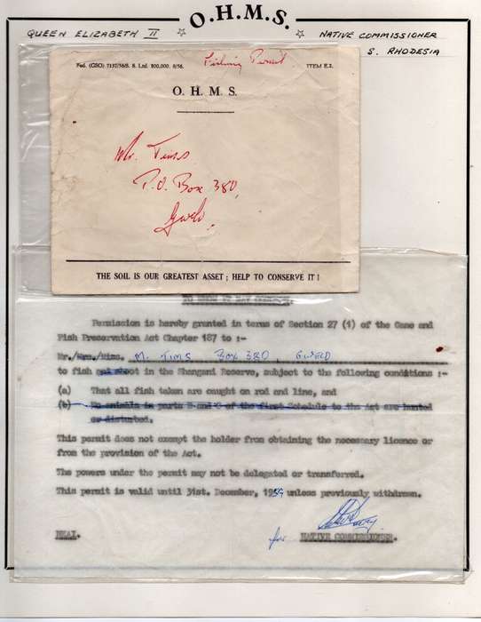 S.Rhodesia, EIIR, Official, Native Commissioner envelope+ contents