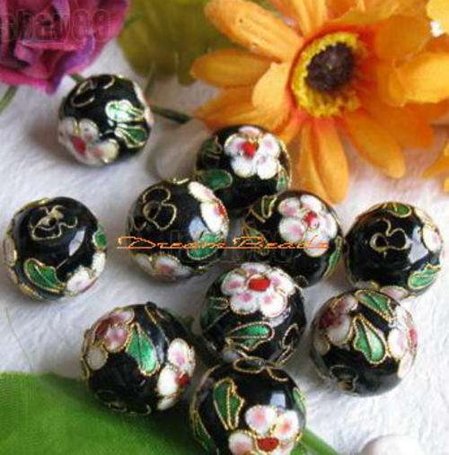BLACK & GOLD Cloisonne Beads(8mm)