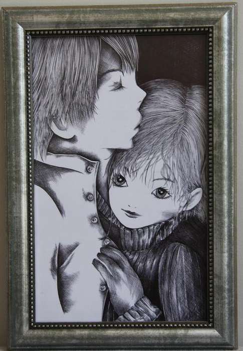 Framed INK DRAWING by Linda Visser