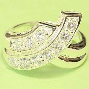 925 sterling silver ring with lab diamonds: ring size 8