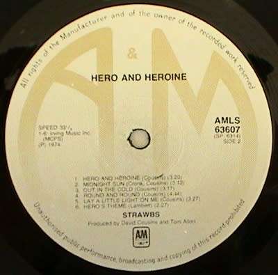 Strawbs - Hero and Heroine vinyl lp (with separate lyrics sheet) 1974