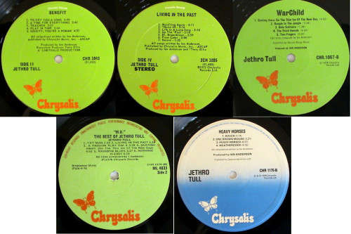 JETHRO TULL collection 5 vinyls/lps : 1970, 1972, 1974, 1976, 1978