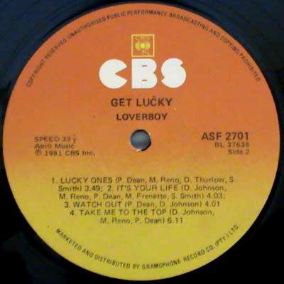 Loverboy collection of 2 lp vinyls - Loverboy -1980 and Get Lucky -1981