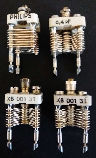 Philips 6,4 pF variable air spaced ceramic trimmer capacitor Part no. XB 001 31 - lot of 4