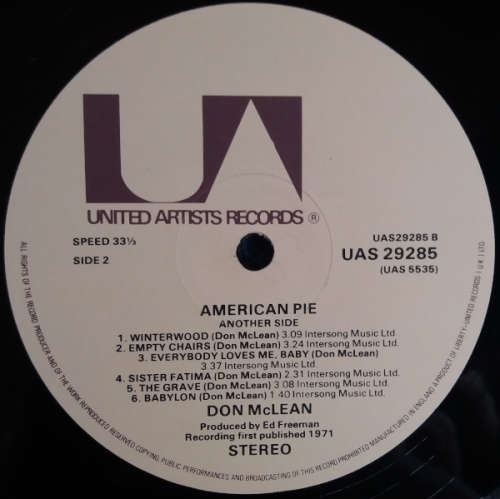 Don McLean - American pie - lp vinyl - import UK 1971 first recording ( vinyl VG)