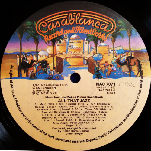 All that jazz - music from the original motion picture soundtrack vinyl lp ( Vinyl G+)