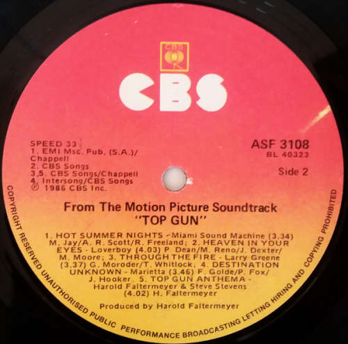 Top Gun - original motion picture soundtrack vinyl LP (vinyl VG)